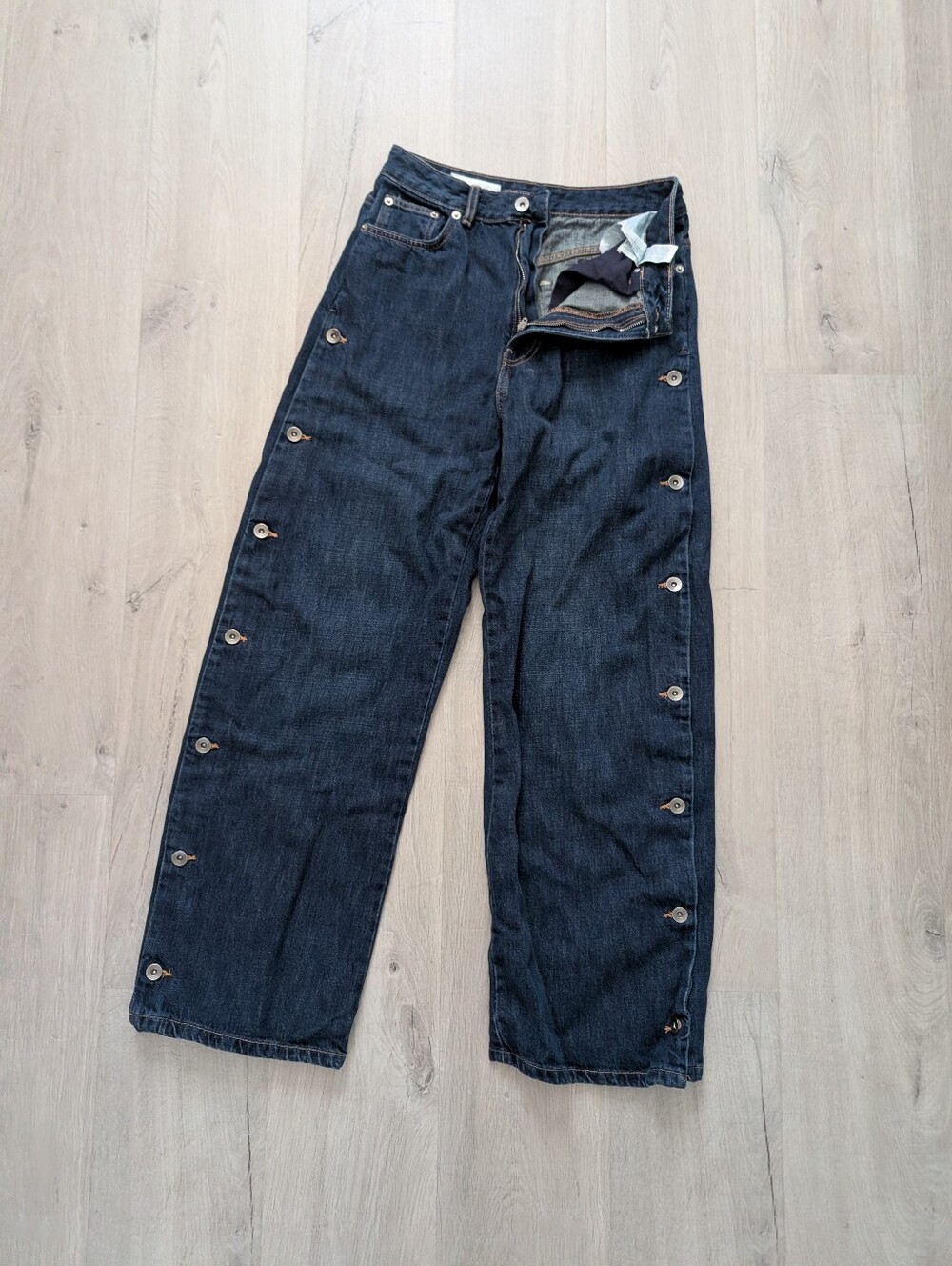 Zara TRF Dark Blue Mis Rise Jeans With Buttons Nwot - Picture 12 of 12